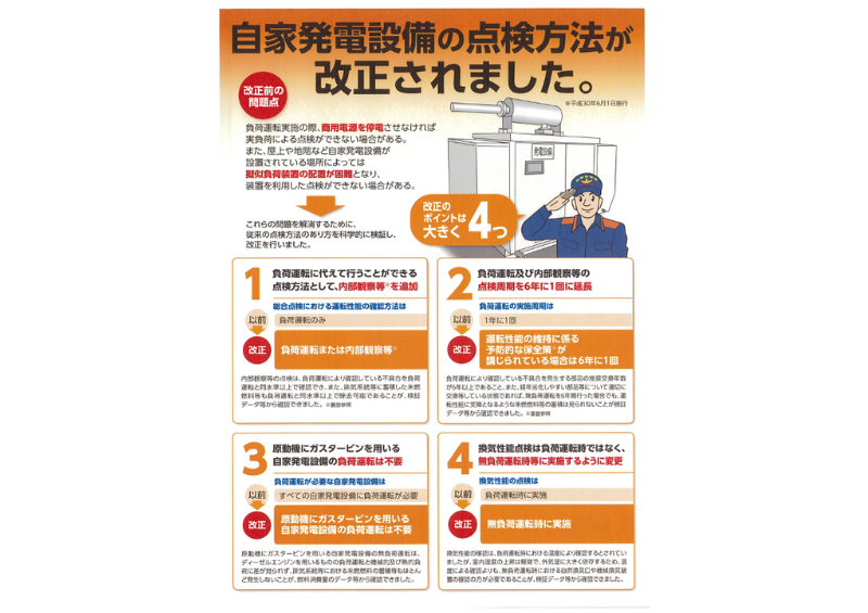 自家発電設備の法令改正と今後の点検方法について